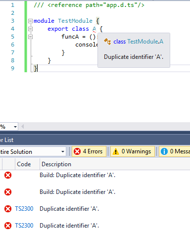 The duplicate identifier error in TypeScript