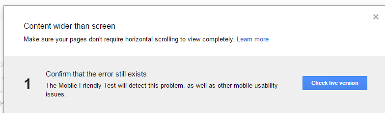 The content wider than screen error in Google Webmasters