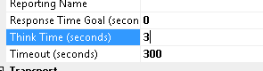 The think time setting for web tests