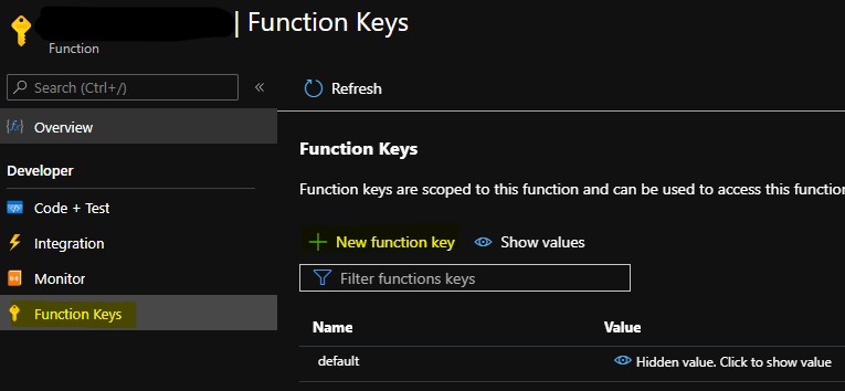 Create a new Function key