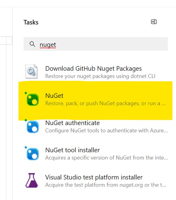 Add a new Nuget step in your Pipeline