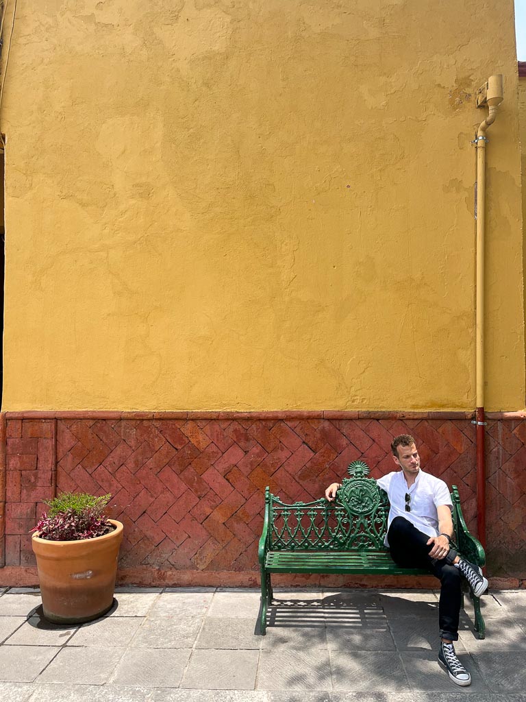 Multiple colors on a wall of a Mexican house