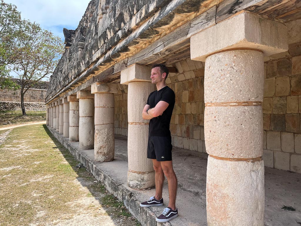 An Iguana in front of the Uxmal ruins