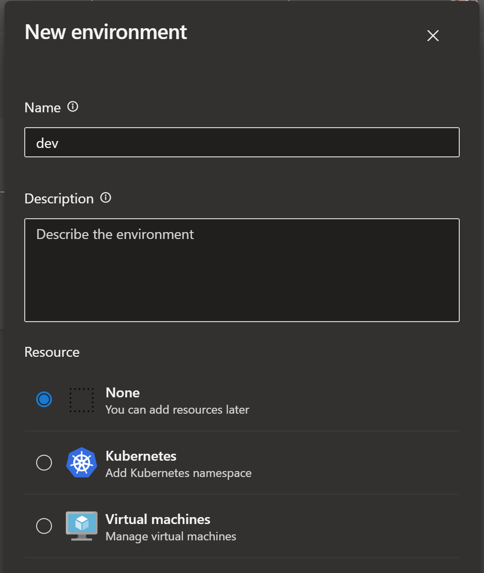 Create a new environment in Azure DevOps