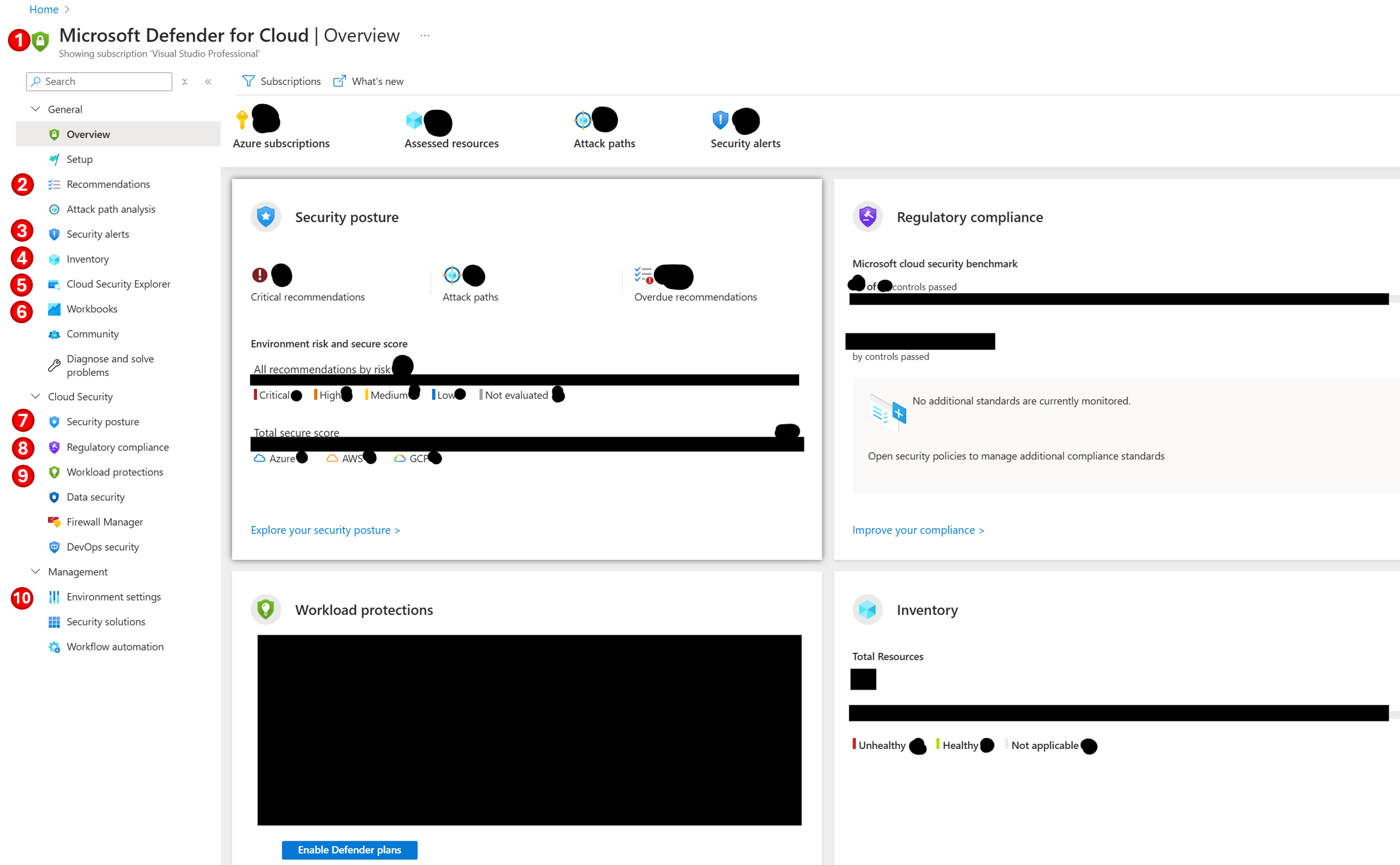 The landing page of Microsoft Defender for Cloud