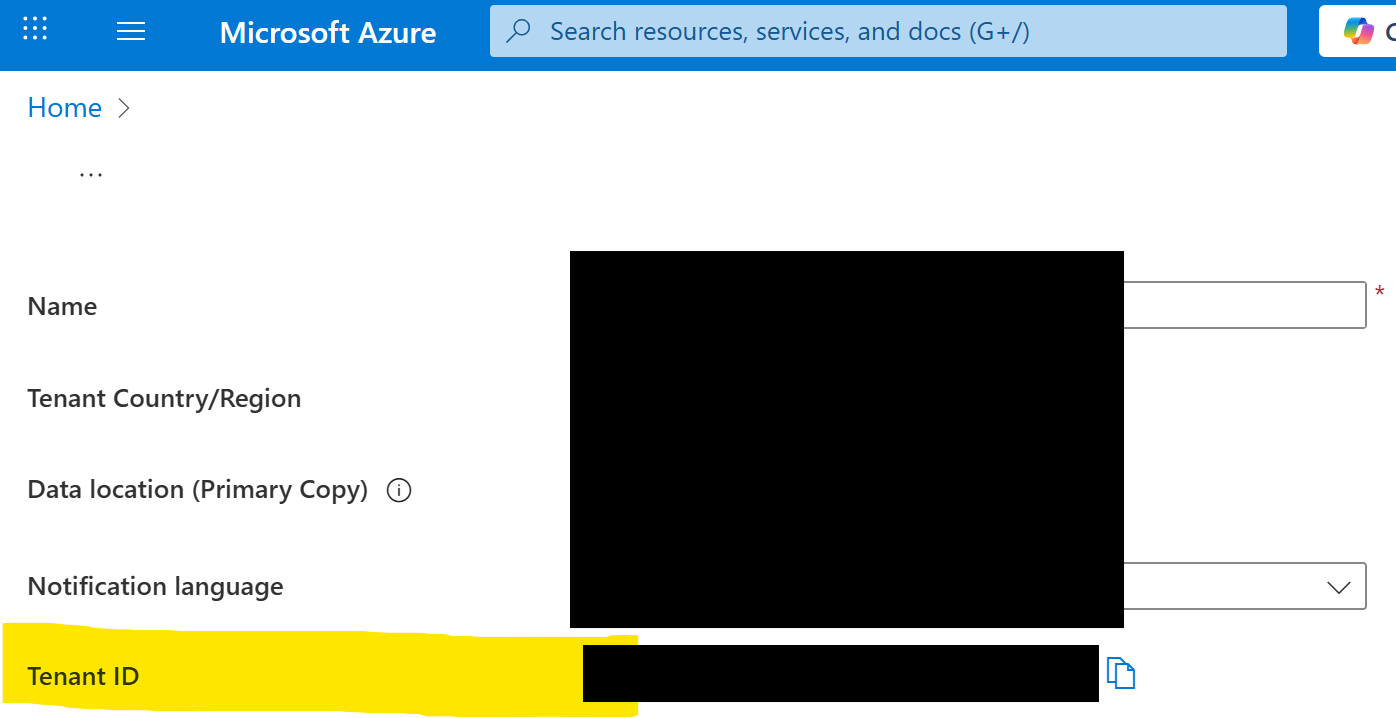 The Tenant ID in Azure